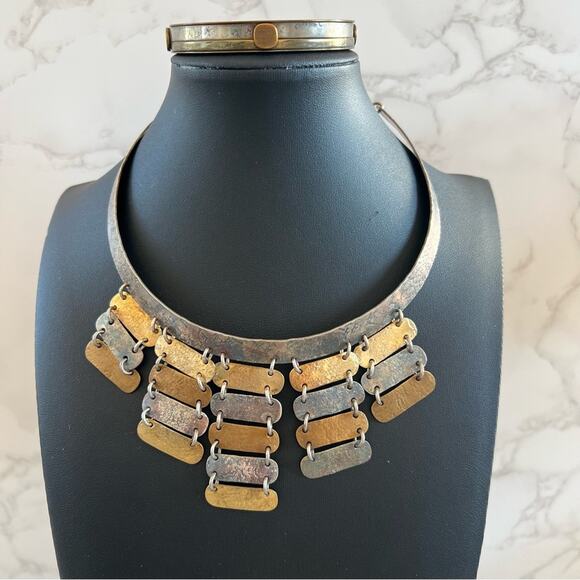 Marjorie Baer San Francisco Brutalist Collar Necklace Bracelet and Earrings Set - Picture 2 of 16
